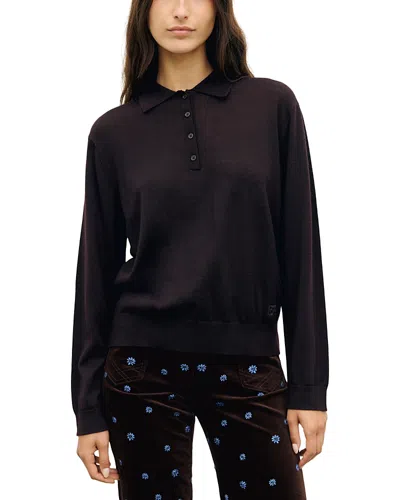 Gerard Darel Rebeca Merino Wool Collared Sweater In Brown