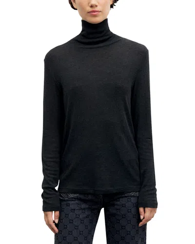 Gerard Darel Reine Merino Wool Short Sleeve Sweater In Black