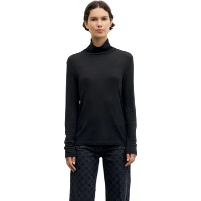 Gerard Darel Reine Merino Wool Short Sleeve Sweater In Black