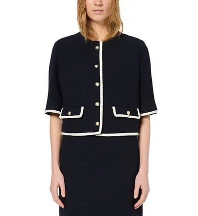 Gerard Darel Relina Contrast Edge Jacket In Navy