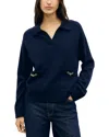 Gerard Darel Reni Wool Collared Sweater In Navy