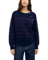 Gerard Darel Reny Wool Shoulder Button Sweater In Navy