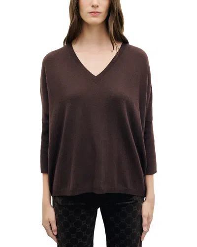Gerard Darel Resa Cashmere V Neck Sweater In Burgundy
