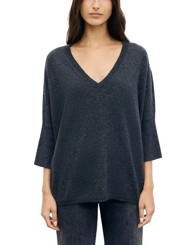 Gerard Darel Resa Cashmere V Neck Sweater In Charcoal