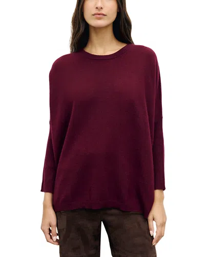 Gerard Darel Reta Cashmere Ribbed Sleeve Sweater In Redwine