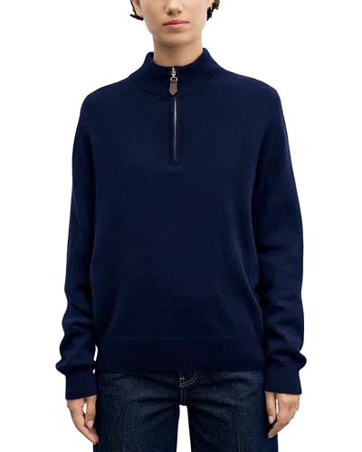 Gerard Darel Rhia Cashmere Half Zip Sweater In Navy
