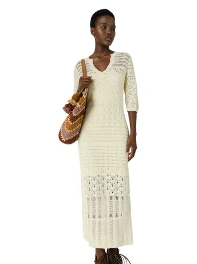 Gerard Darel Riana Crochet Maxi Dress In Neutral