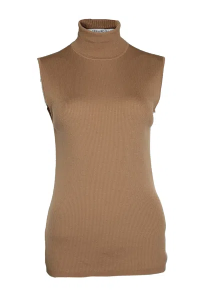Gerard Darel , Ribbed Turtle Neck Top In Brown