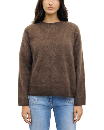 Gerard Darel Rida Brushed Cashmere Crewneck Sweater In Brown