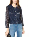Gerard Darel Risa Lace Lady Jacket In Navy