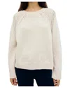 Gerard Darel Risa Wool Pointelle Trim Sweater In Neutral