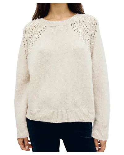 Gerard Darel Risa Wool Pointelle Trim Sweater In Neutral