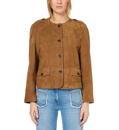 Gerard Darel Roberte Suede Jacket In Straw