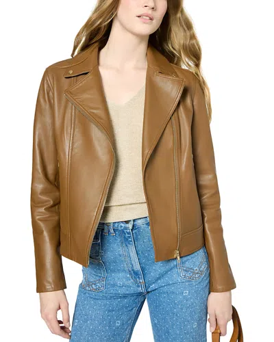 Gerard Darel Robine Leather Jacket In Brown