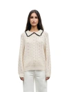 Gerard Darel Roca Long Sleeve Collared Jumper In White