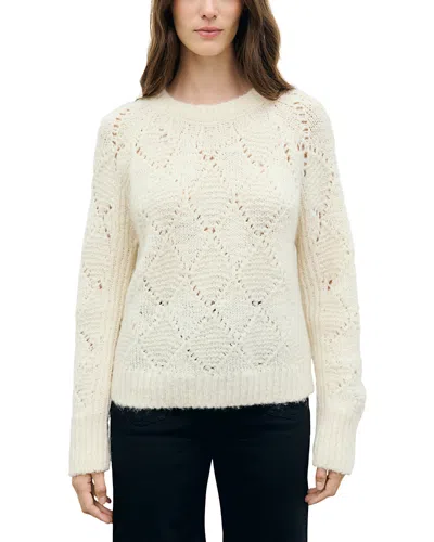 Gerard Darel Roch Wool Blend Open Knit Pullover Sweater In Neutral
