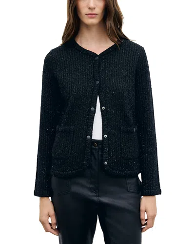 Gerard Darel Roda Patch Pocket Cardigan Sweater In Black