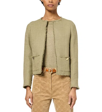 Gerard Darel Rodina Frayed Edge Jacket In Khaki Green