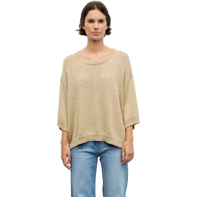 Gerard Darel Roella Relaxed Fit Round Neck Sweater In Brown