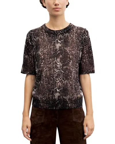 Gerard Darel Rosa Wool Printed Short Sleeve Sweater In Brown