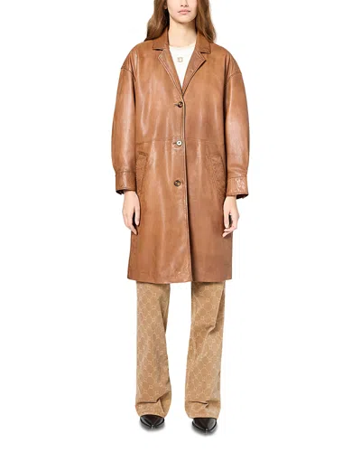 Gerard Darel Rosabelle Leather Jacket In Brown