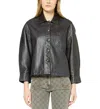 Gerard Darel Rosalie Leather Jacket In Navy