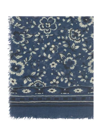 Gerard Darel Rosalyn Floral Scarf In Blue