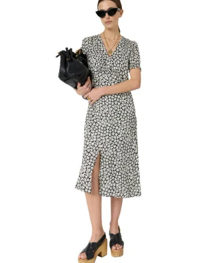 Gerard Darel Rosi V-neck Puff Sleeve Floral Dress In Multi