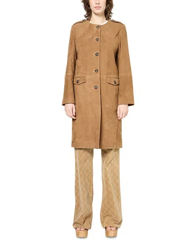 Gerard Darel Rosita Suede Coat In Straw