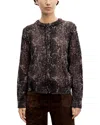 Gerard Darel Rouba Wool Printed Button Front Sweater In Brown