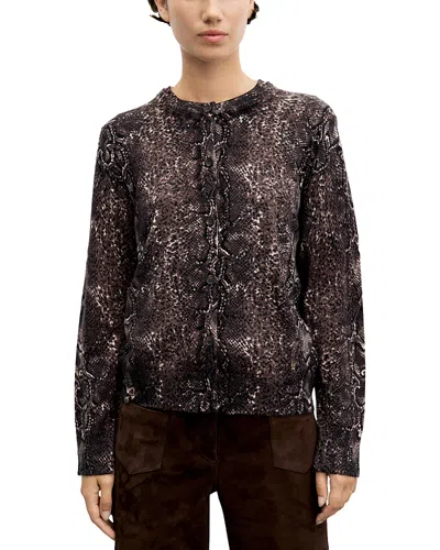 Gerard Darel Rouba Wool Printed Button Front Sweater In Brown