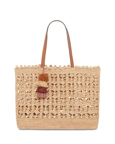 Gerard Darel Sandra Crochet Raffia Tote Bag In Brown