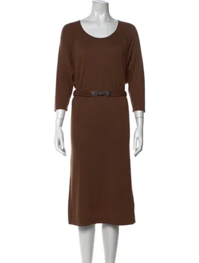 Pre-owned Gerard Darel Scoop Neck Knee-length Dress In Brown