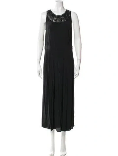 Pre-owned Gerard Darel Scoop Neck Long Dress In Black
