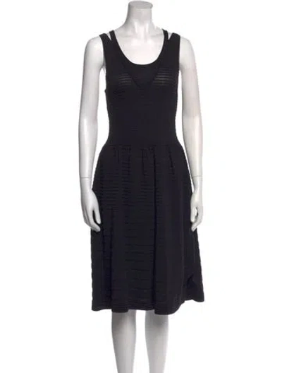 Pre-owned Gerard Darel Scoop Neck Midi Length Dress In Black