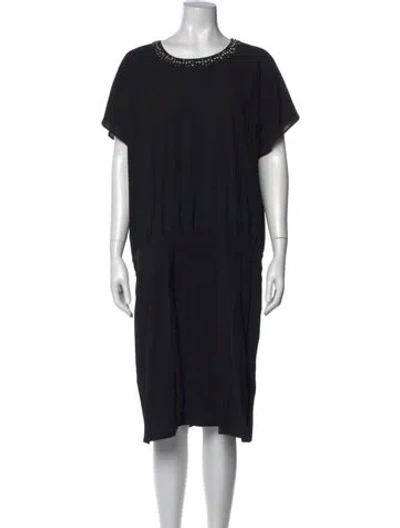 Pre-owned Gerard Darel Scoop Neck Midi Length Dress In Black