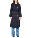Gerard Darel Serge Double Breasted Trench Coat In Navy