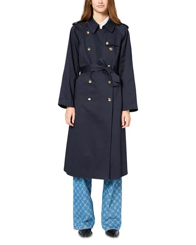 Gerard Darel Serge Double Breasted Trench Coat In Navy