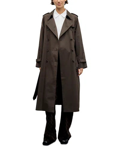 Gerard Darel Serge Long Trench Coat In Brown