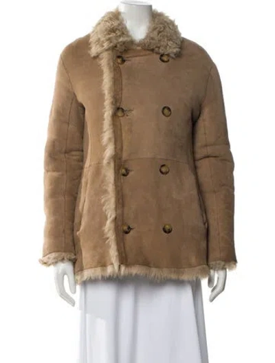 Pre-owned Gerard Darel Shearling Peacoat In Neutral