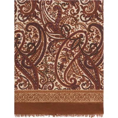 Gerard Darel Sheila Paisley Print Scarf In Caramel