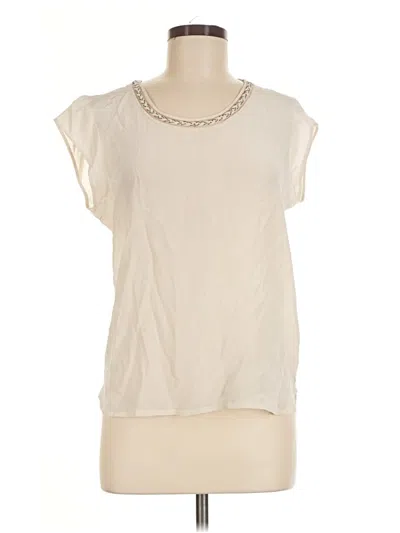 Pre-owned Gerard Darel Short Sleeve Silk Top Ivory Scoop Neck Tops
