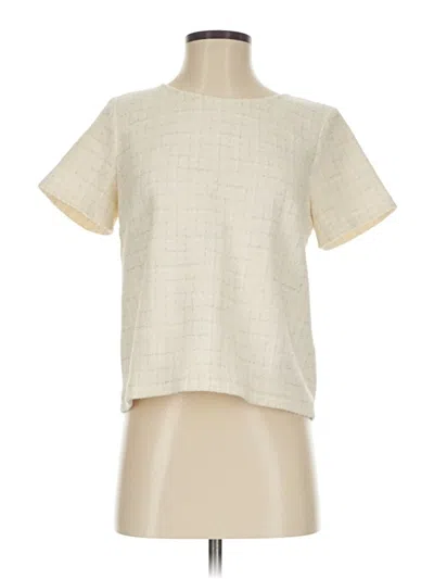 Pre-owned Gerard Darel Short Sleeve Top Ivory Mock Neckline Tops In White
