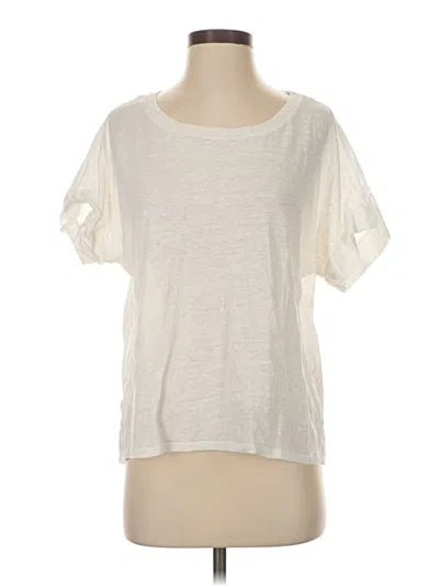 Pre-owned Gerard Darel Short Sleeve Top Ivory Scoop Neck Tops In White