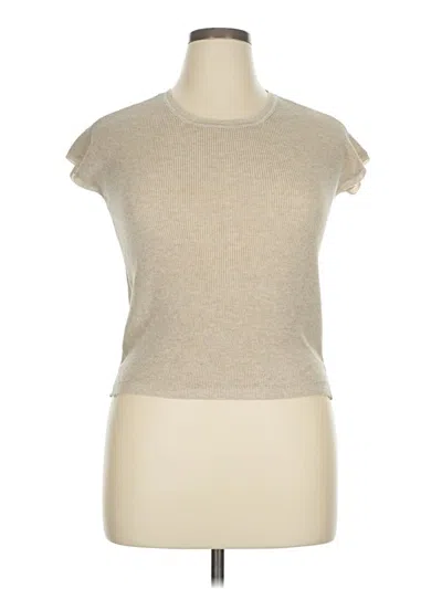 Pre-owned Gerard Darel Short Sleeve Top Tan Crew Neck Tops