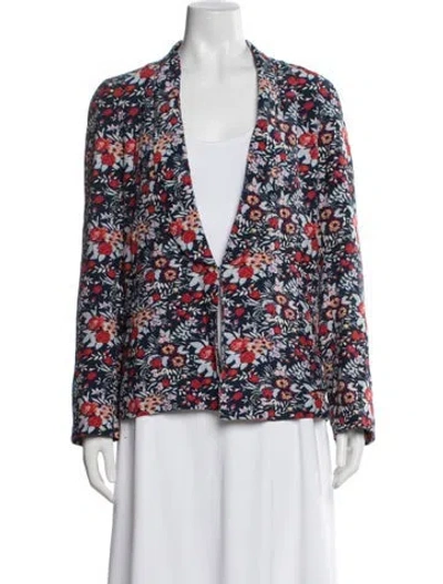 Pre-owned Gerard Darel Silk Floral Print Jacket In Blue