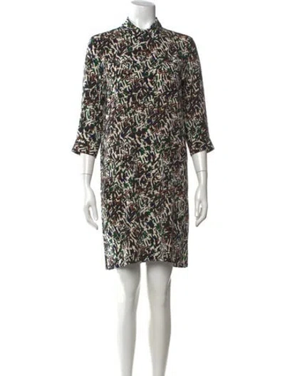 Pre-owned Gerard Darel Silk Knee-length Dress In Brown/white