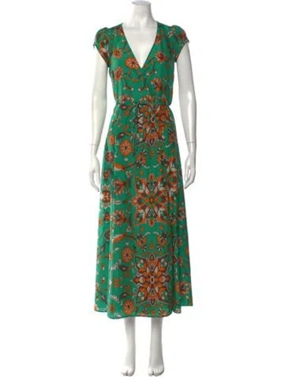 Pre-owned Gerard Darel Silk Long Dress In Green