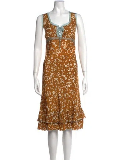 Pre-owned Gerard Darel Silk Midi Length Dress In Multicolor