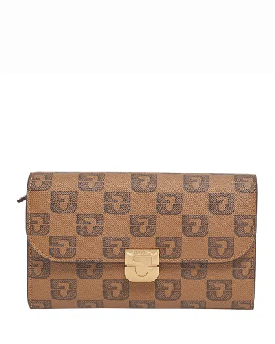 Gerard Darel Small Logo Print Leather Wallet In Brown